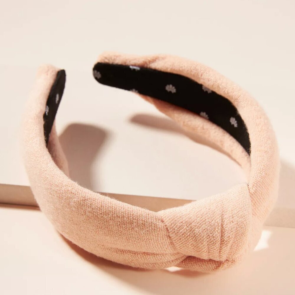 RARE Lele Sadoughi Timeless Chic Blush Terry Cloth Knotted Headband NWOT